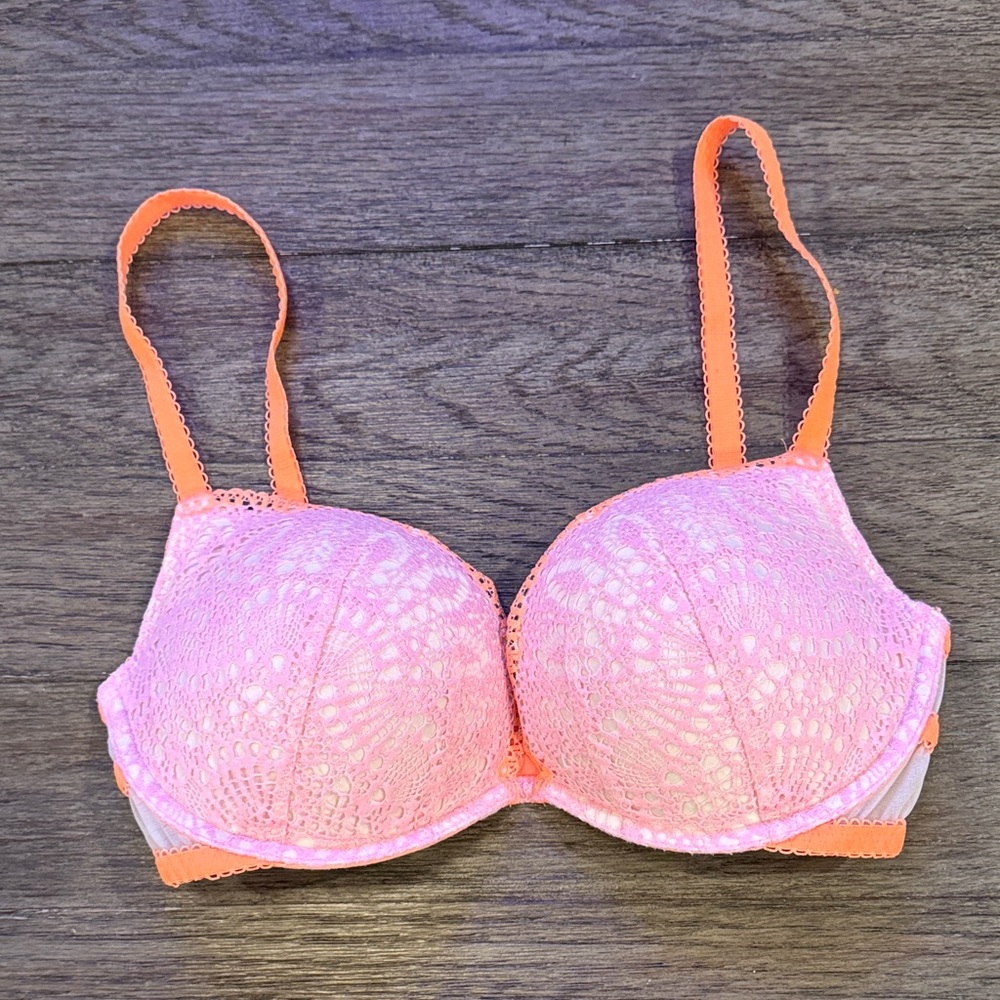 Victoria's Secret Pink and Orange Lace Bra
